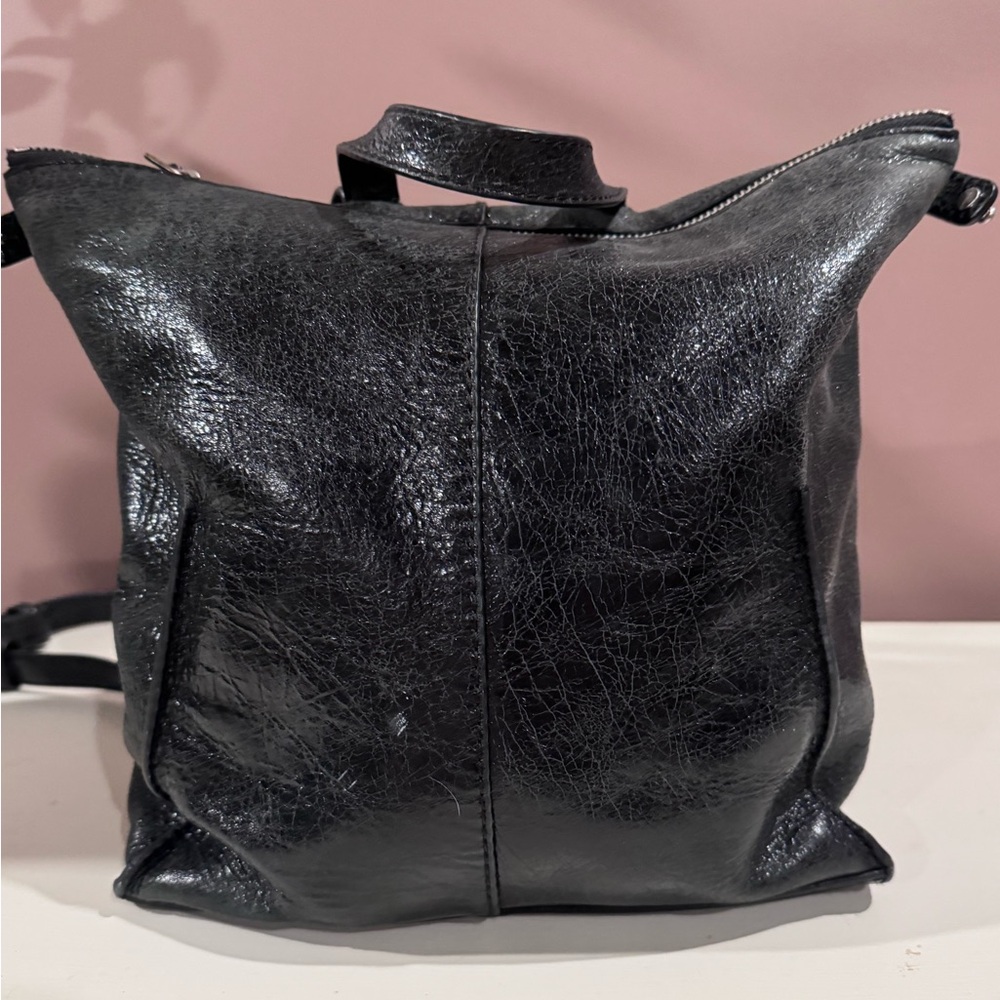 Black Leather Women's Backpack
